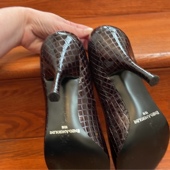 Enzo Angiolini Eamaylie Black Texture Peep Toe Heels - Picture 13 of 15